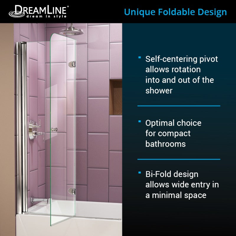 Aqua Frameless Bi-Fold Tub Door with Extender Panel