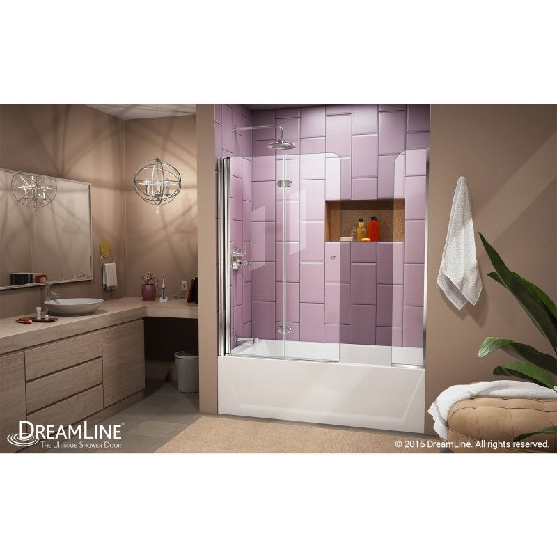 Aqua Frameless Bi-Fold Tub Door with Extender Panel