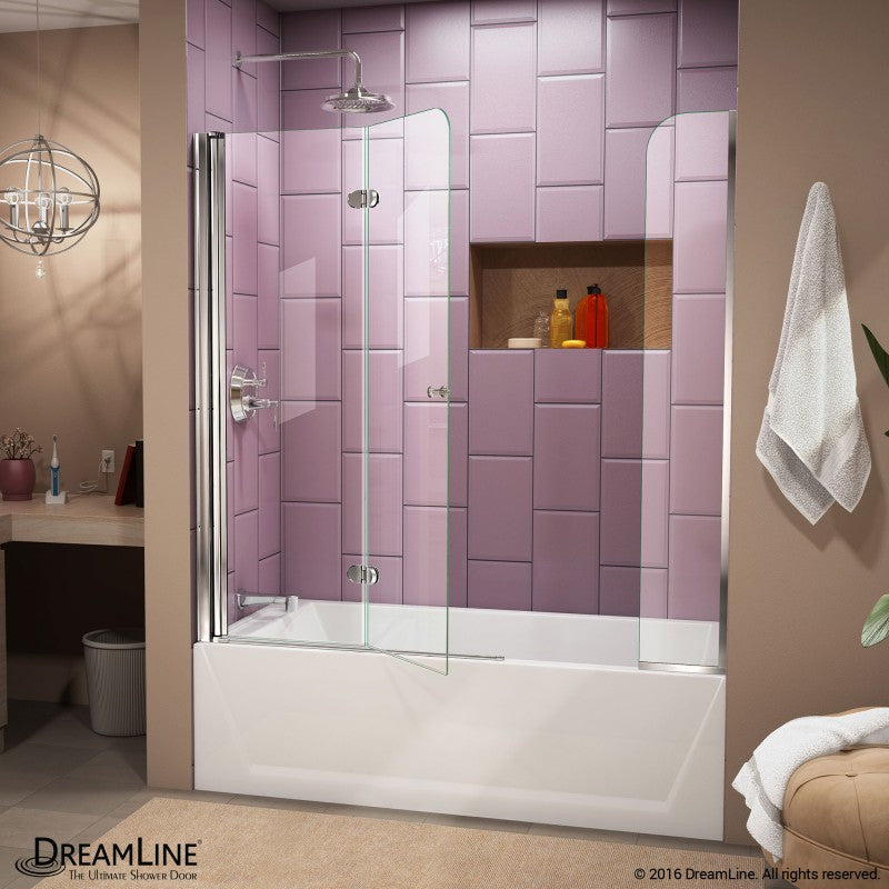 Aqua Frameless Bi-Fold Tub Door with Extender Panel