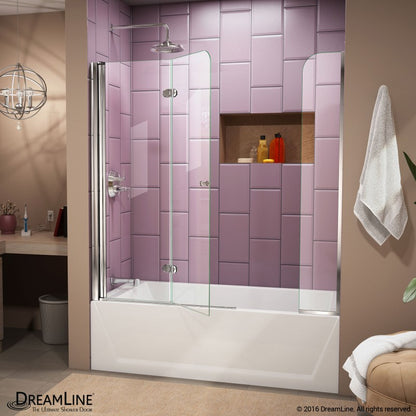 Aqua Frameless Bi-Fold Tub Door with Extender Panel