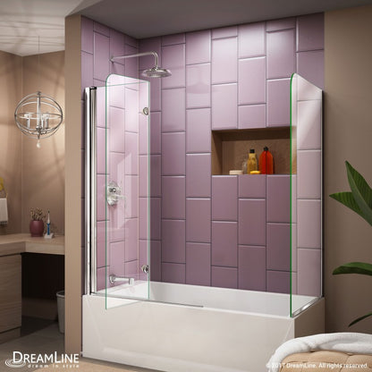 Aqua Frameless Bi-Fold Tub Door with Return Panel