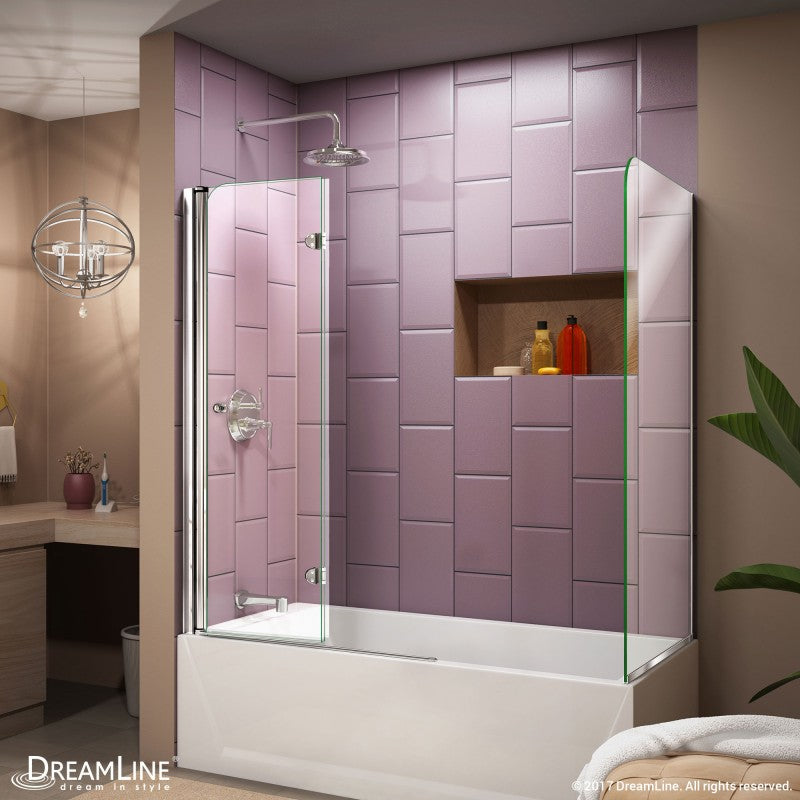 Aqua Frameless Bi-Fold Tub Door with Return Panel