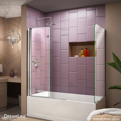 Aqua Frameless Bi-Fold Tub Door with Return Panel