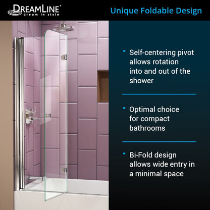 Aqua Frameless Bi-Fold Tub Door with Return Panel