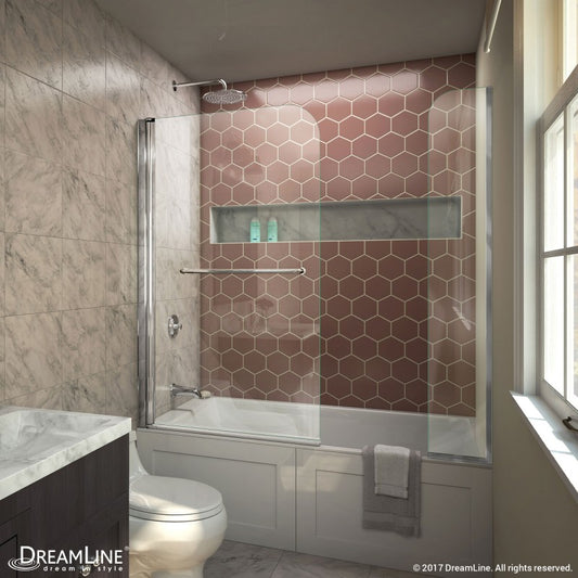 Aqua Frameless Swing Tub Door with Extender Panel