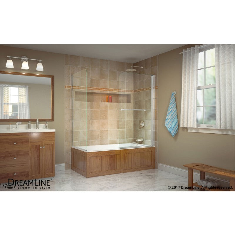 Aqua Frameless Swing Tub Door with Return Panel