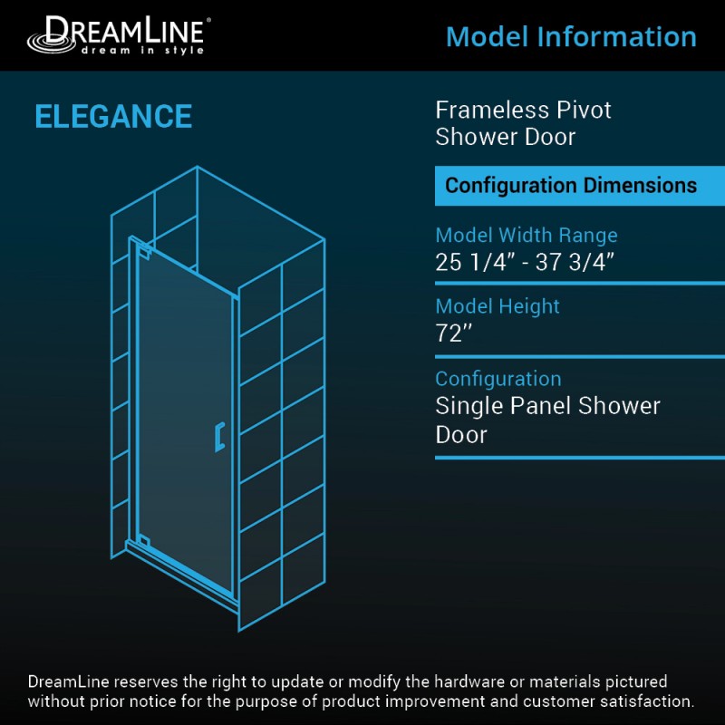 Elegance Frameless Pivot Shower Door