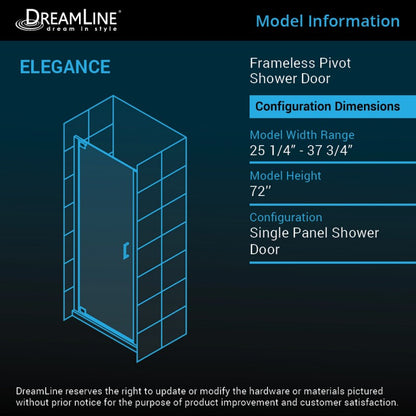 Elegance Frameless Pivot Shower Door