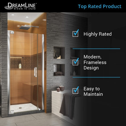 Elegance-LS Frameless Pivot Shower Door (25"W to 45"W)