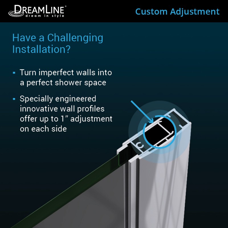 Elegance-LS Frameless Pivot Shower Door (44"W to 65"W)