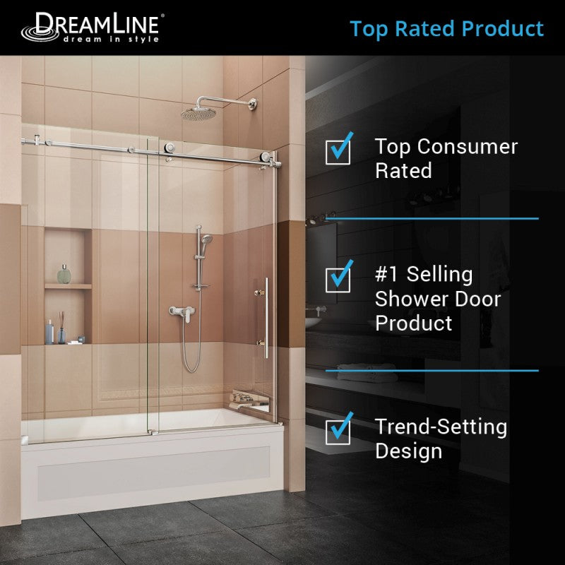 Enigma-X Frameless Single Sliding Shower Door and Single Sided Handle