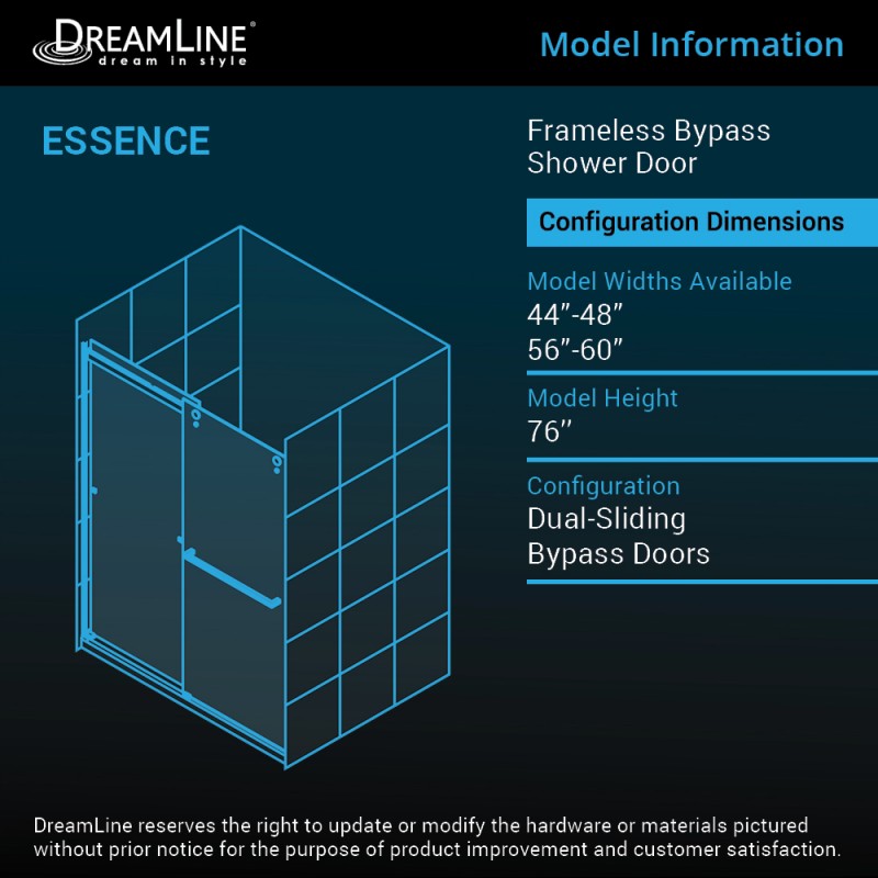 Essence Frameless Double Sliding Shower Door