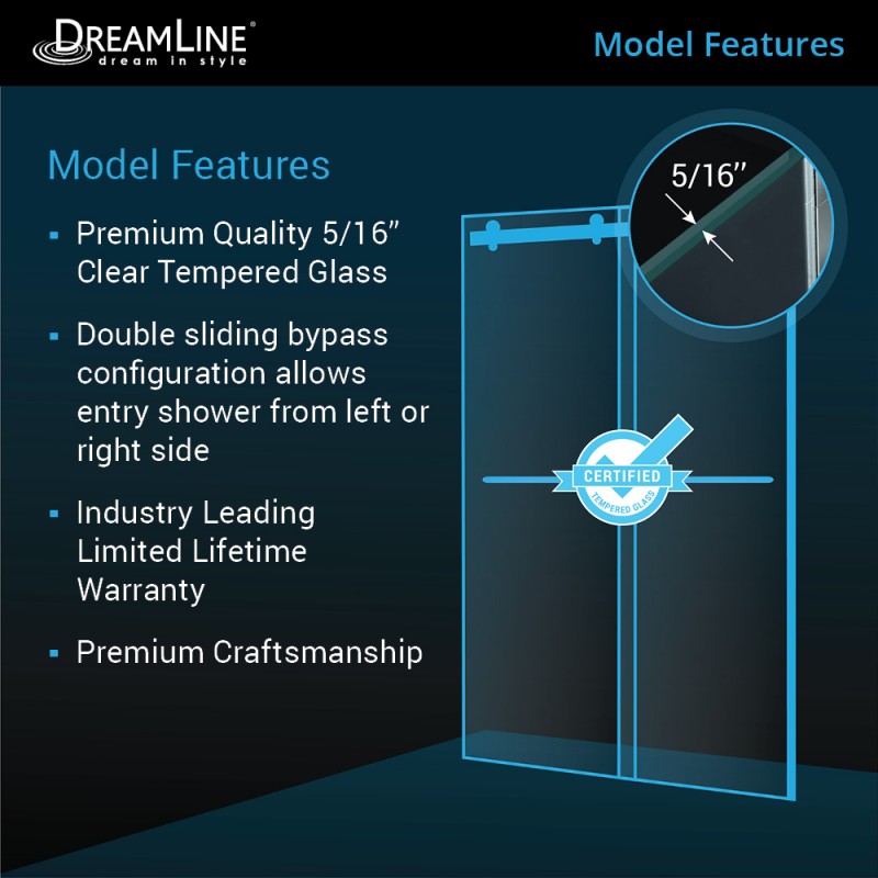 Essence Frameless Double Sliding Shower Door