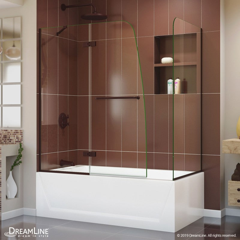 Aqua Ultra Frameless Hinged Tub Door with 30 in. Return Panel