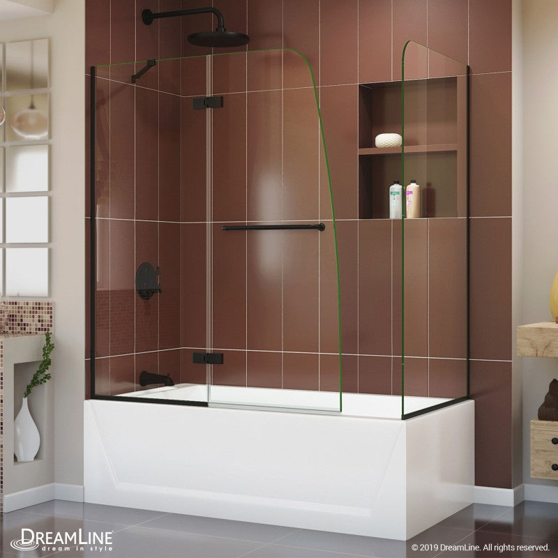 Aqua Ultra Frameless Hinged Tub Door with 30 in. Return Panel