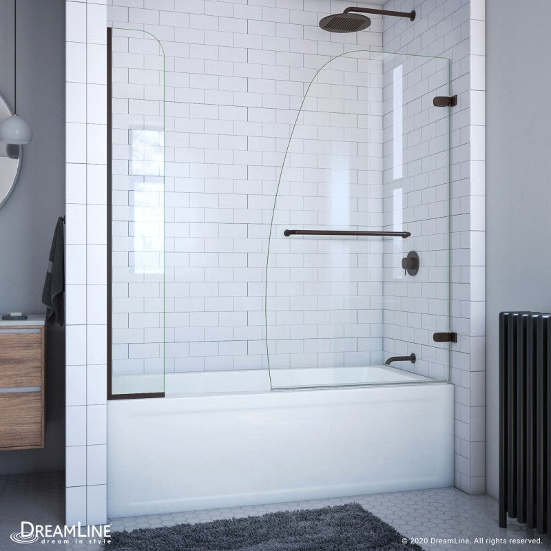 Aqua Uno Frameless Hinged Tub Door with Extender Panel