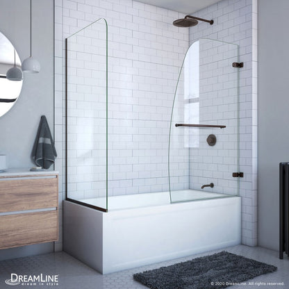Aqua Uno Frameless Hinged Tub Door with 30 in. Return Panel