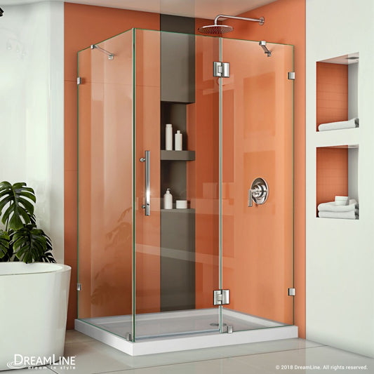 Quatra Lux Frameless Hinged Shower Door with Return Panel for Corner Enclosure