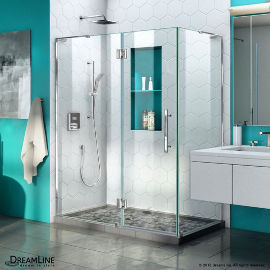 Quatra Plus Frameless Hinged Shower Door with Return Panel for Corner Enclosure