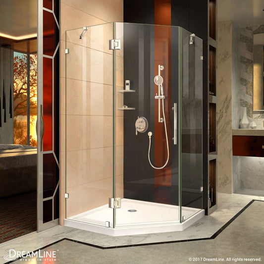Prism Lux Frameless Neo-Angle Hinged Shower Door for Corner Enclosure