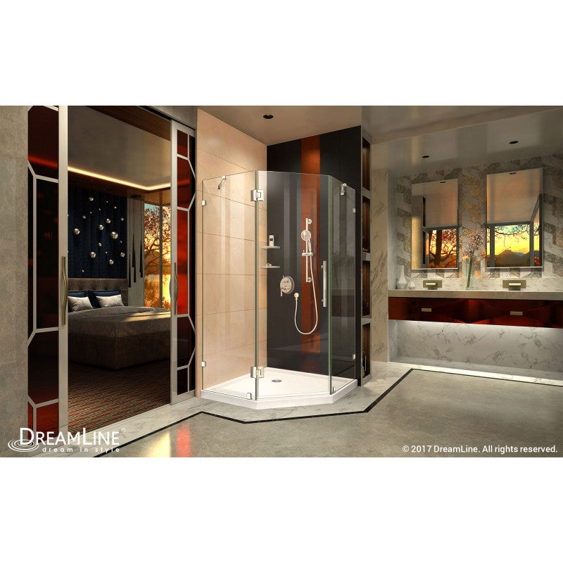 Prism Lux Frameless Neo-Angle Hinged Shower Door for Corner Enclosure