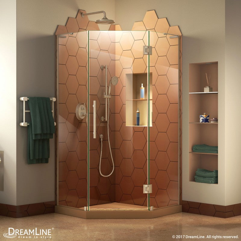 Prism Plus Frameless Neo-Angle Hinged Shower Door for Corner Enclosure
