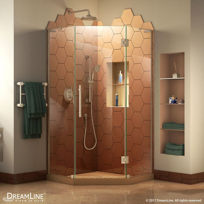 Prism Plus Frameless Neo-Angle Hinged Shower Door for Corner Enclosure