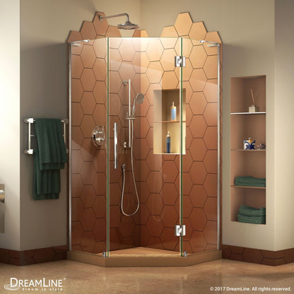 Prism Plus Frameless Neo-Angle Hinged Shower Door for Corner Enclosure