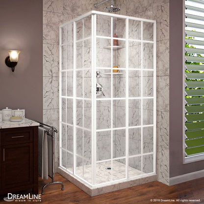 French Corner Enclosure Center Sliding Shower Door