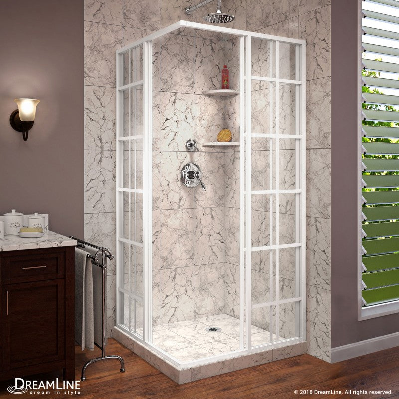 French Corner Enclosure Center Sliding Shower Door