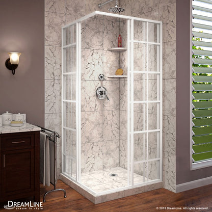 French Corner Enclosure Center Sliding Shower Door