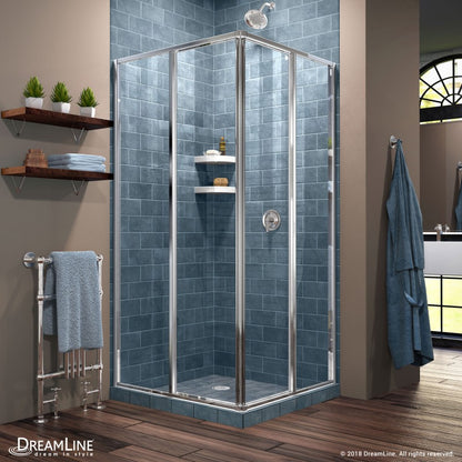 Cornerview Framed Corner Enclosure Center Sliding Shower Door