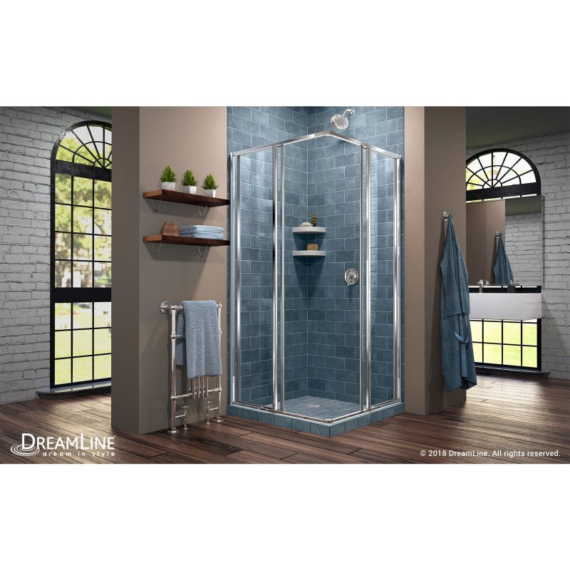 Cornerview Framed Corner Enclosure Center Sliding Shower Door