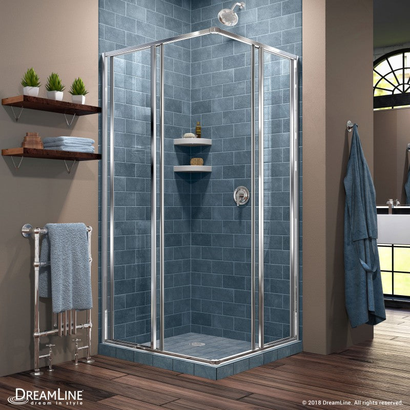 Cornerview Framed Corner Enclosure Center Sliding Shower Door