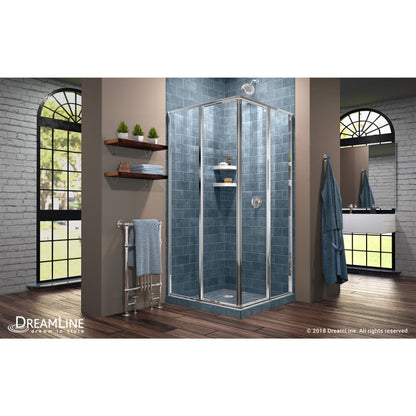 Cornerview Framed Corner Enclosure Center Sliding Shower Door