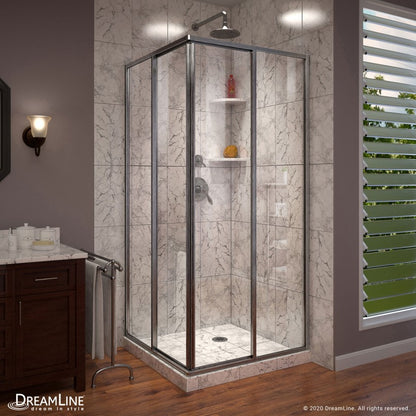Cornerview Framed Corner Enclosure Center Sliding Shower Door