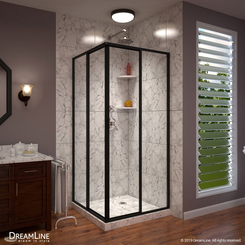 Cornerview Framed Corner Enclosure Center Sliding Shower Door