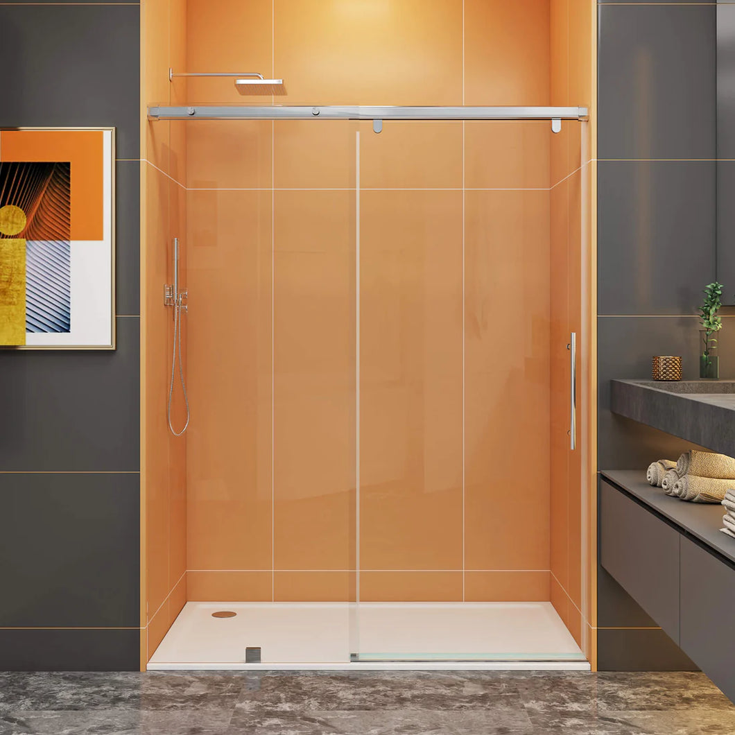 Cassius Single Sliding Frameless Soft Close Shower/Tub Door with 3/8 in. (10 mm) Clear Tempered Glass (SS12)