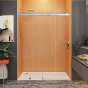 Wolfgang Single Sliding Frameless Soft Close Shower/Tub Door with 3/8 in. (10 mm) Clear Tempered Glass (SS13)