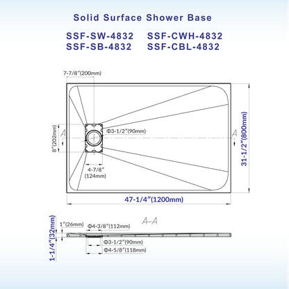 Prism Offset Zero Threshold Solid Surface Shower Base Pan