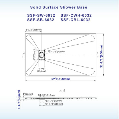 Prism Offset Zero Threshold Solid Surface Shower Base Pan