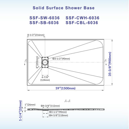 Prism Offset Zero Threshold Solid Surface Shower Base Pan