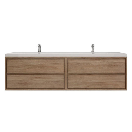 Sage 84" Wall Mounted Bathroom Vanity with Acrylic Integrated Sink Top