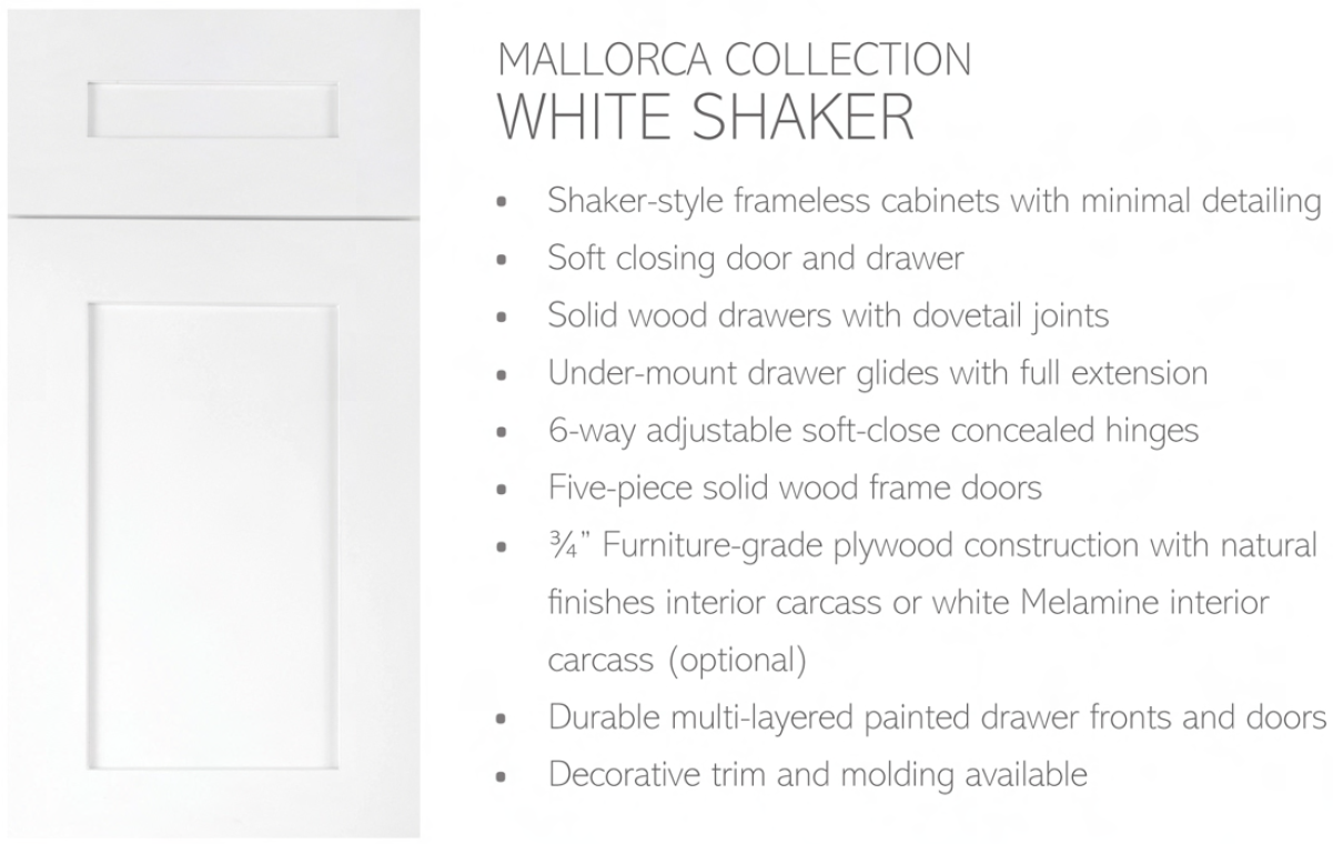 Mallorca White Frameless Shaker