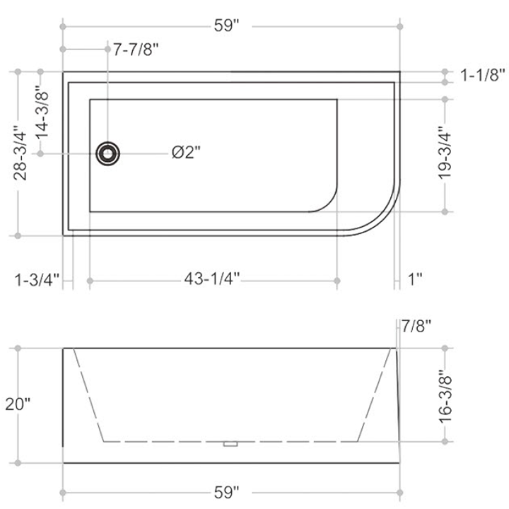 Misty Fluted Freestanding Corner Bathtub