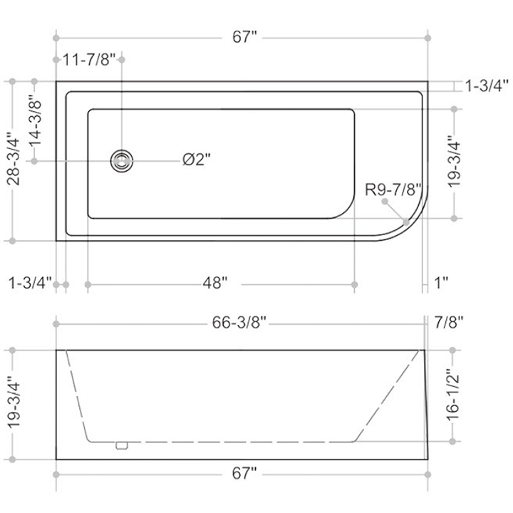 Misty Fluted Freestanding Corner Bathtub