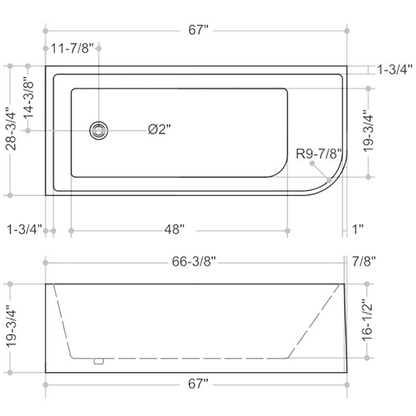 Misty Fluted Freestanding Corner Bathtub