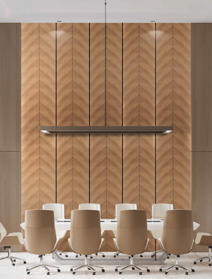 Golden Oak Herringbone Polypropylene Interior Decorative Wall Panel