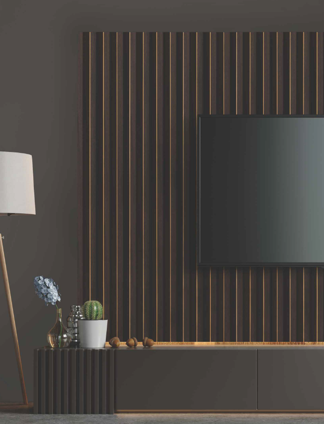 Gilded Dark Oak Corrugated Polypropylene Interior Decorative Wall Panel
