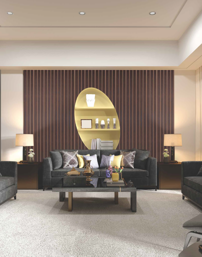 Auric Embossed and Large Slatted Polypropylene Interior Decorative Wall Panel